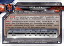 Load image into Gallery viewer, 2018 Bowman Chrome Prospects Justin Dunn BCP82 New York Mets
