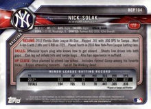 Load image into Gallery viewer, 2018 Bowman Chrome Prospects Nick Solak BCP104 New York Yankees
