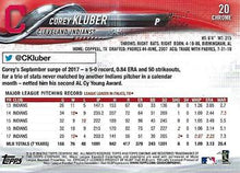 Load image into Gallery viewer, 2018 Topp Chrome Prism Refractor Corey Kluber #20 Cleveland Indians
