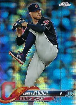 2018 Topp Chrome Prism Refractor Corey Kluber #20 Cleveland Indians