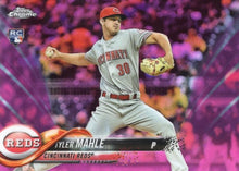 Load image into Gallery viewer, 2018 Topp Chrome Pink Refractor Tyler Mahle RC #12 Cincinnati Reds
