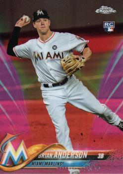 2018 Topp Chrome Pink Refractor Brian Anderson RC #22 Miami Marlins