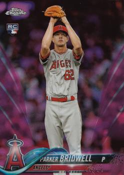 2018 Topp Chrome Pink Refractor Parker Bridwell RC #77 Angels
