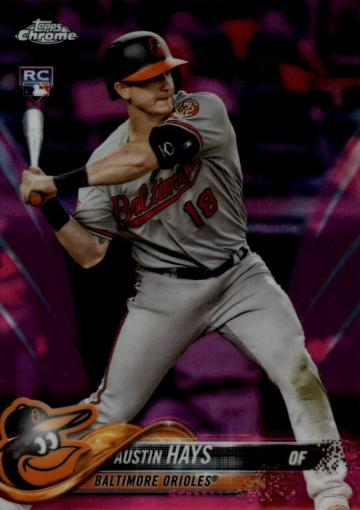 2018 Topp Chrome Pink Refractor A#UStin Hays RC #87 Baltimore Orioles