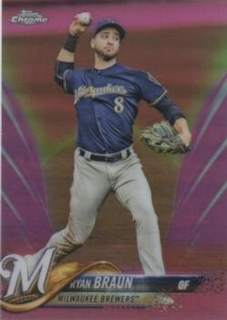 2018 Topp Chrome Pink Refractor Ryan Braun #89 Milwaukee Brewers