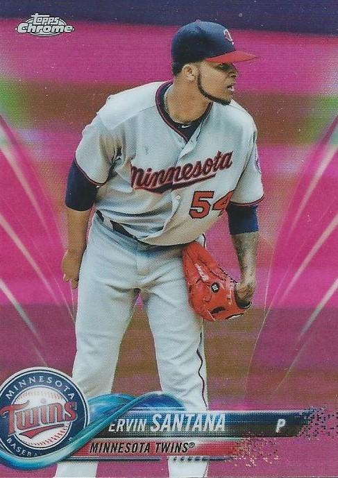 2018 Topp Chrome Pink Refractor Ervin Santana #153 Minnesota Twins