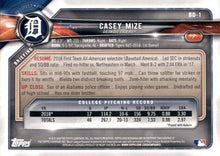 Load image into Gallery viewer, 2018 Bowman Draft Casey Mize FBC BD-1 Detroit Tigers
