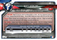 Load image into Gallery viewer, 2018 Bowman Draft Matt Vierling FBC BD-2 Philadelphia Phillies
