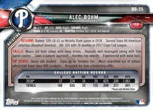 Load image into Gallery viewer, 2018 Bowman Draft Alec Bohm FBC BD-25 Philadelphia Phillies
