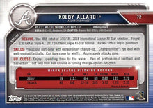 Load image into Gallery viewer, 2019 Bowman Kolby Allard RC #72 Atlanta Braves
