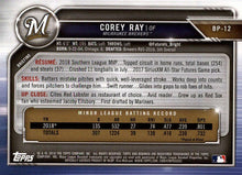 Load image into Gallery viewer, 2019 Bowman Prospects Corey Ray #BP-12 Milwaukee Brewers
