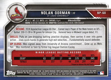 Load image into Gallery viewer, 2019 Bowman Prospects Nolan Gorman #BP-60 St. Louis Cardinals
