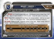 Load image into Gallery viewer, 2019 Bowman Prospects Brady Singer #BP-110 Kansas City Royals

