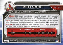 Load image into Gallery viewer, 2019 Bowman Prospects Genesis Cabrera #BP-142 St. Louis Cardinals
