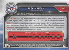 Load image into Gallery viewer, 2019 Bowman Draft Alek Manoah FBC BD-3 Toronto Blue Jays
