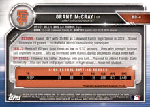 Load image into Gallery viewer, 2019 Bowman Draft Grant McCray FBC BD-4 San Francisco Giants
