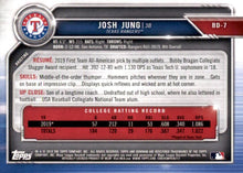 Load image into Gallery viewer, 2019 Bowman Draft Josh Jung FBC BD-7 Texas Rangers
