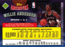 Load image into Gallery viewer, 1992-93 Topps Archives Willie Anderson  #101 San Antonio Spurs

