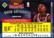 Load image into Gallery viewer, 1992-93 Topps Archives Greg Anthony  #141 New York Knicks
