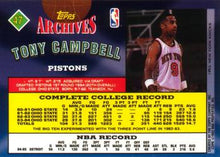 Load image into Gallery viewer, 1992-93 Topps Archives Tony Campbell  #47 Detroit Pistons
