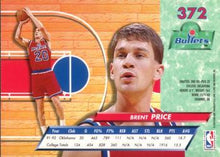 Load image into Gallery viewer, 1992-93 Fleer Ultra Brent Price RC #372 Washington Bullets
