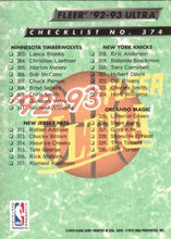 Load image into Gallery viewer, 1992-93 Fleer Ultra Checklist: 267-330 CL #374
