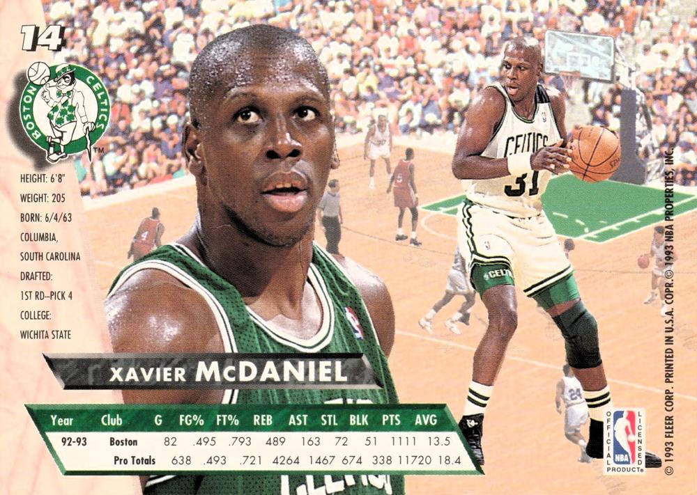 1993-94 Fleer Ultra Xavier McDaniel #14 Boston Celtics