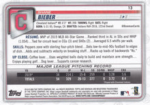 Load image into Gallery viewer, 2020 Bowman Shane Bieber #13 Cleveland Indians
