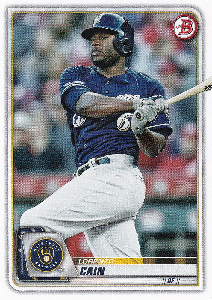 2020 Bowman Lorenzo Cain #28 Milwaukee Brewers