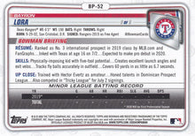 Load image into Gallery viewer, 2020 Bowman Prospects Bayron Lora BP-52 Texas Rangers
