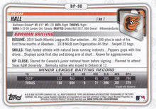Load image into Gallery viewer, 2020 Bowman Prospects Adam Hall BP-90 Baltimore Orioles
