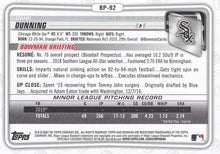 Load image into Gallery viewer, 2020 Bowman Prospects Dane Dunning BP-92 Chicago White Sox
