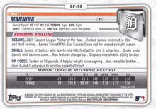 Load image into Gallery viewer, 2020 Bowman Prospects Matt Manning BP-99 Detroit Tigers
