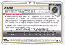 Load image into Gallery viewer, 2020 Bowman Prospects Nick Bennett BP-140 Milwaukee Brewers
