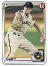 Load image into Gallery viewer, 2020 Bowman Prospects Nick Bennett BP-140 Milwaukee Brewers
