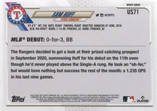 Load image into Gallery viewer, 2021 Topps Update Sam Huff Rookie Debut US71 Texas Rangers
