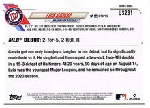 Load image into Gallery viewer, 2021 Topps Update Luis Garcia Rookie Debut US261 Washington Nationals
