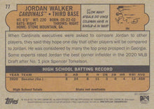Load image into Gallery viewer, 2021 Topps Heritage Minor League Jordan Walker #77 GCL Cardinals
