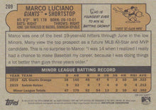 Load image into Gallery viewer, 2021 Topps Heritage Minor League Marco Luciano #209 San Jose Giants
