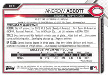 Load image into Gallery viewer, 2021 Bowman Draft Andrew Abbott FBC 1st Bowman BD-8 Cincinnati Reds
