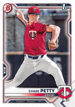 Load image into Gallery viewer, 2021 Bowman Draft Chase Petty FBC 1st Bowman BD-49 Minnesota Twins
