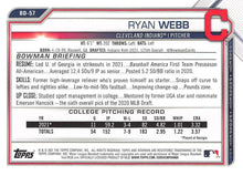 Load image into Gallery viewer, 2021 Bowman Draft Ryan Webb FBC 1st Bowman BD-57 Cleveland Indians
