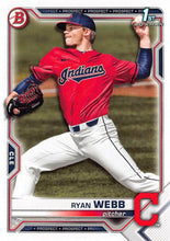 Load image into Gallery viewer, 2021 Bowman Draft Ryan Webb FBC 1st Bowman BD-57 Cleveland Indians
