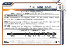 Load image into Gallery viewer, 2021 Bowman Draft Tyler Mattison FBC 1st Bowman BD-58 Detroit Tigers
