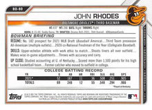 Load image into Gallery viewer, 2021 Bowman Draft John Rhodes FBC 1st Bowman BD-80 Baltimore Orioles
