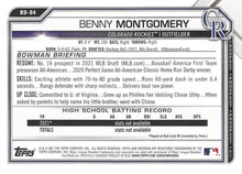 Load image into Gallery viewer, 2021 Bowman Draft Benny Montgomery FBC 1st Bowman BD-84 Colorado Rockies
