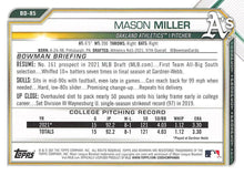 Load image into Gallery viewer, 2021 Bowman Draft Mason Miller FBC 1st Bowman BD-85 Oakland Athletics
