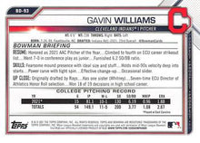 Load image into Gallery viewer, 2021 Bowman Draft Gavin Williams FBC 1st Bowman BD-93 Cleveland Indians
