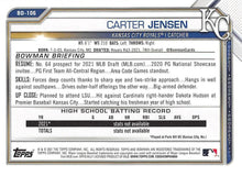 Load image into Gallery viewer, 2021 Bowman Draft Carter Jensen FBC 1st Bowman BD-106 Kansas City Royals
