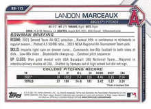 Load image into Gallery viewer, 2021 Bowman Draft Landon Marceaux FBC 1st Bowman BD-115 Los Angeles Angels
